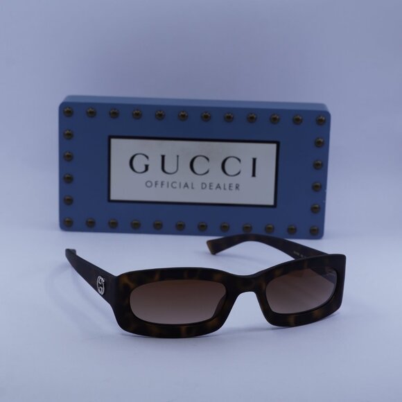 Gucci GG1786S 002 Rectangle Sunglasses - Dark Havana/Brown main image 8